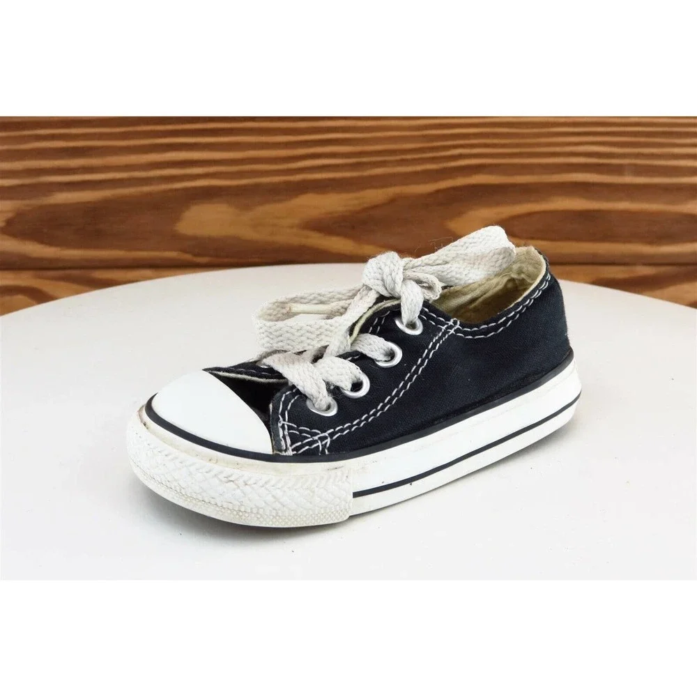 Converse All Star Toddler Boys 4 Medium‎ Black Low Top Fabric 7k0803s48